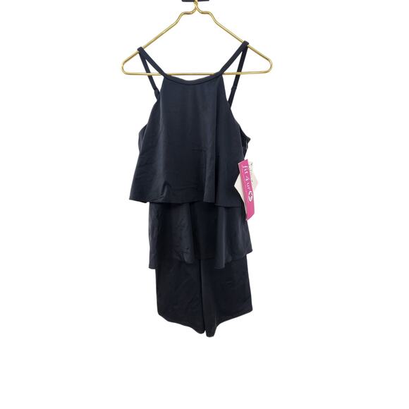 New NWT Fit 4 U UR Hips One Piece QVC Swim Romper Dress Size 10 Black - Picture 2 of 11